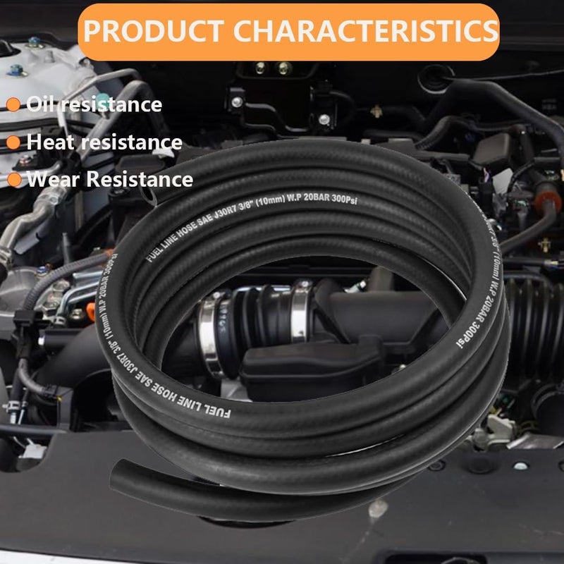 SANEMBER 1/2 Inch (12mm) ID Fuel Line,10FT Push Lock NBR Rubber Hose,Fuel Line Hose for Automotive Fuel Systems Engines (1/2" ID 10Ft) - Image 4